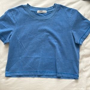 blue cropped short sleeve